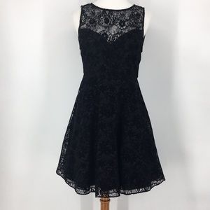 Alice + Olivia Black Lace Peekaboo Back Dress